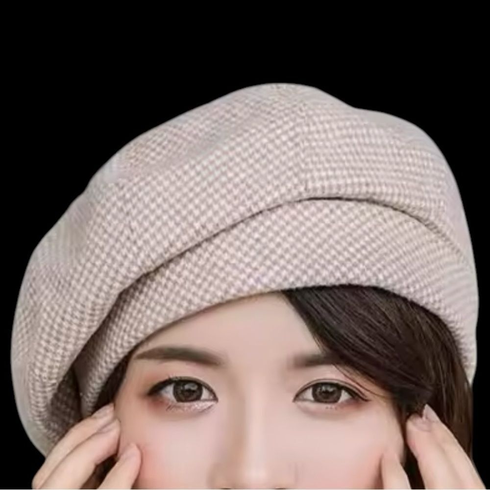 KHAKI CHECK CHIC BERET
